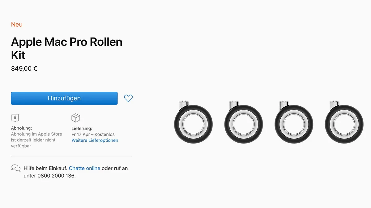 Mac Pro: Apple verkauft Rollen für 849 Euro
