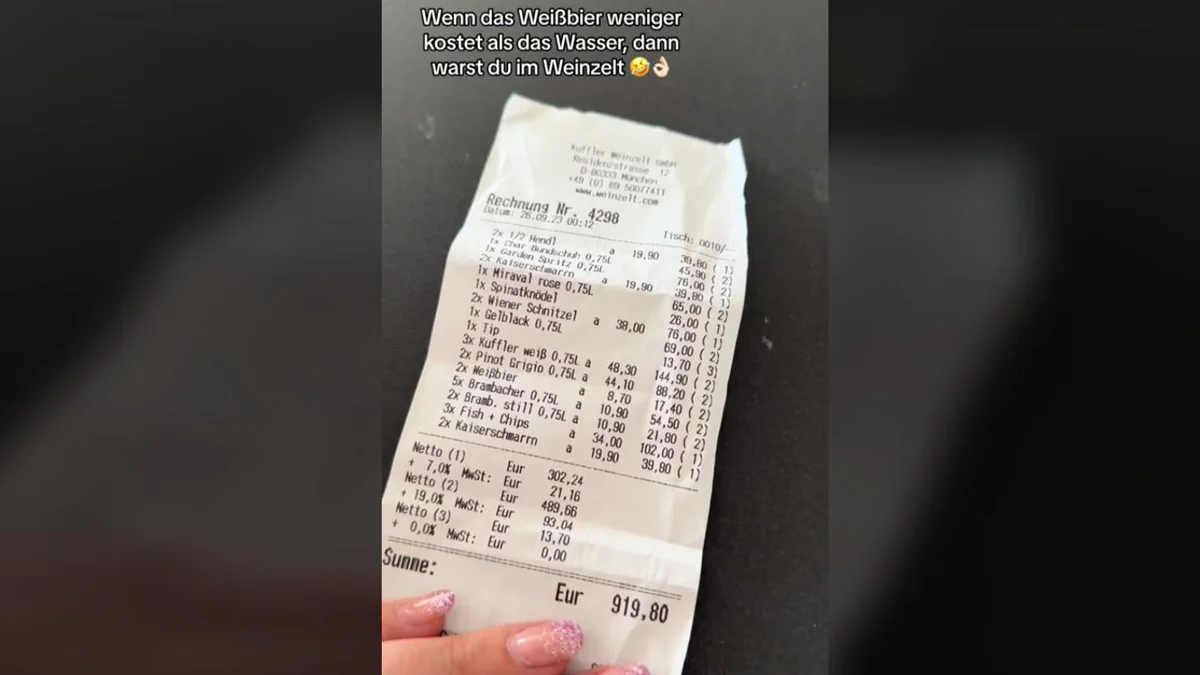 „Für das Geld fahre ich in den Urlaub“: Irre Wiesn-Rechnung geht viral