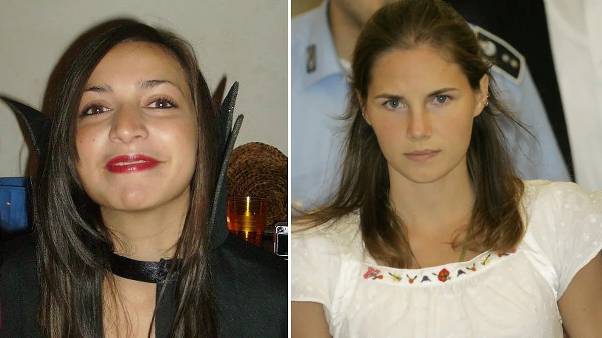 Links ein Foto von Meredith Kercher, rechts eins von Amanda Knox